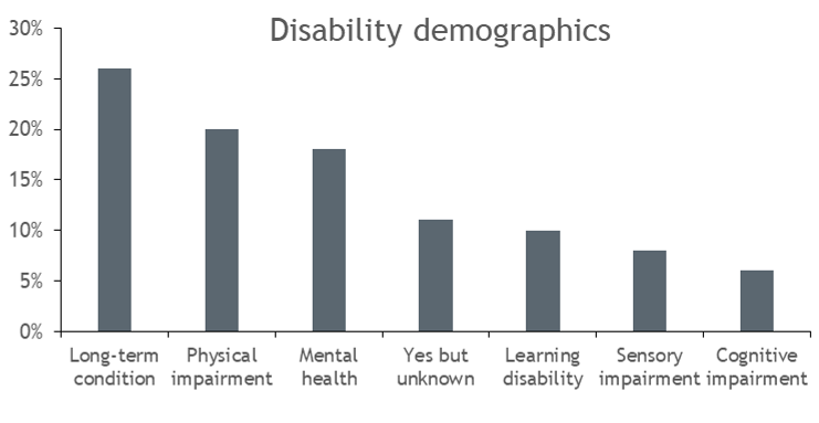 pie chart showing disability demographics