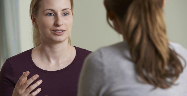 patient talking to mental health professional