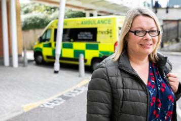 woman outside hospital