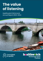 Screenshot of the cover of "The value of listening", Healthwatch Richmond's Annual report for 2023-2024.