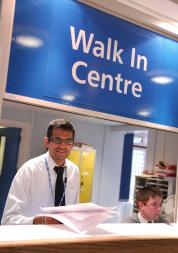 staff at reception of walk in centre