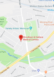 Pin showing Woodlawn Medical Centre on map